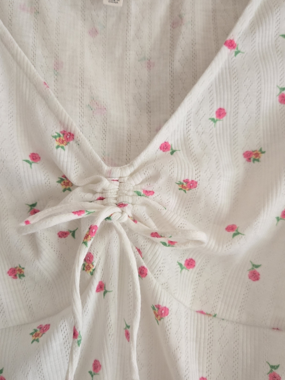 For Love And Lemons Blossom Pointelle Matching Set Pajama Top & Shorts White XS - Picture 7 of 16